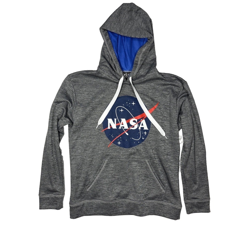 NASA Wear Code Astronauts Fleece Sweatshirt Hoodie Mens XL Gray Pullover